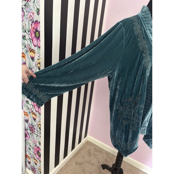 Womens Cardigan Slipover Jacket Velvet 3XL Time For Me embroidered Details - Picture 10 of 14